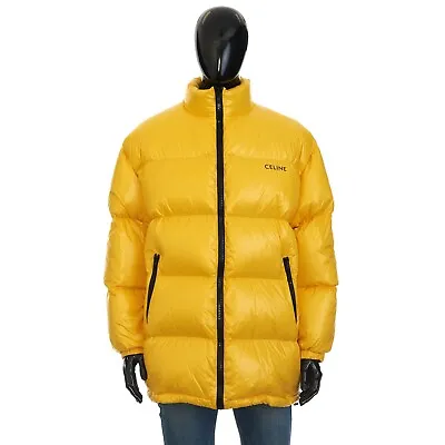 CELINE 2650$ Quilted Parka Down Coat Jacket - Lightweight Nylon Logo • $1560