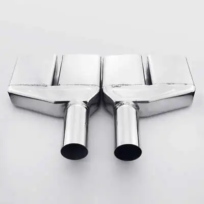 Square 4 X2  Quad Out Exhaust Tips 2  Inlet Angle Cut Single Wall 11  L SS304 • $159.97