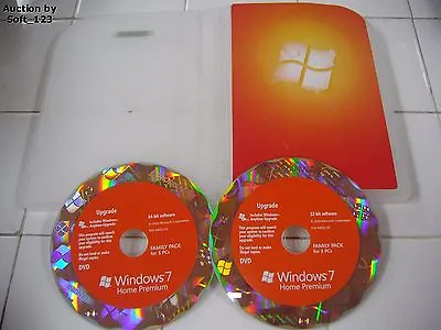 Microsoft Windows 7 Home Premium Upgrade Family Pack For 3 PCs 32 & 64 Bit DVDs • $79.95