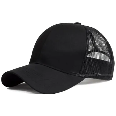 Plain Trucker Hat Mesh Back Snapback Baseball Cap Solid Visor Blank Caps Hats • $8.75