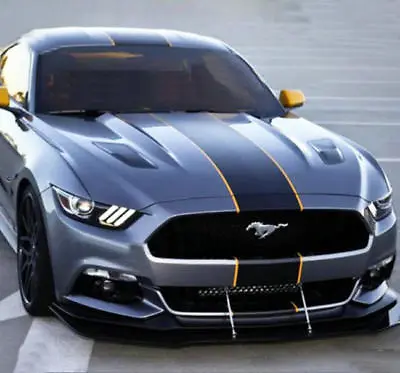 Matte Black Vinyl Racing Stripe Car Sticker Hood Roof Trunk For  FORD MUSTANG GT • $49.80