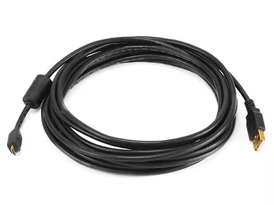 Monoprice USB-A To Micro B 2.0 Cable - 5-Pin 28/24AWG Gold Plated Black 15ft • $6.04