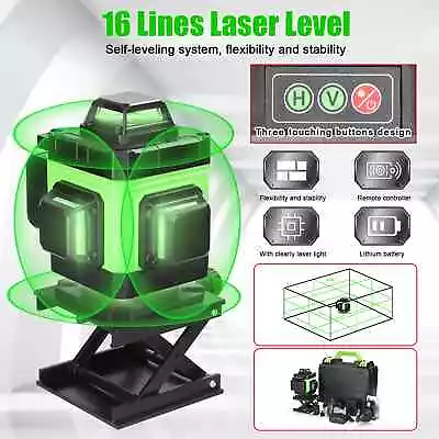 16 Lines Laser Level 360 Self Leveling 4D Green Beam Cross Line Remote Control • $50.99