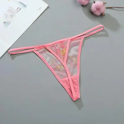 Mesh Sexy Thong For Women Ladies Transparent Floral Print Micro G-string Lightwe • £6.46