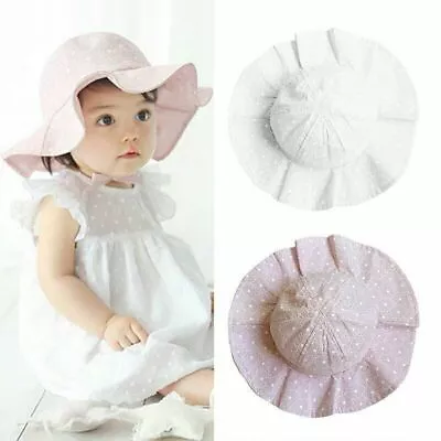 Baby Toddler Girl Outdoor Sun Hat Brim Summer Bucket Hats Beach Headwear Cap • £3.32