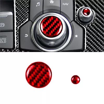 Red Carbon Fiber Knob Volume Button Cover Trim For Mazda 3 6 CX-5 CX-9 2017-18 • $11.82