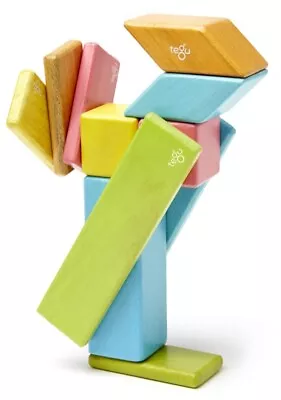 Tegu 14 Piece Tints Magnetic Wooden Building Blocks Set Construction Play • £9.99