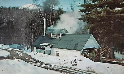 Maple Sugaring Building Exterior Winter VT Postcard • $7