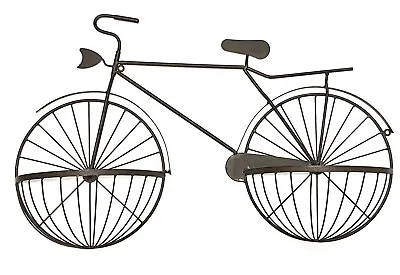 Hanging Bicycle Sculpture Wall Art Rustic Brown Metal 16  X 25  Planter Décor • $74.95