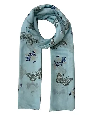 Butterfly Print With Foil Flower Scarf Women Fashion Soft  Lightweight Shawl  • £3.99