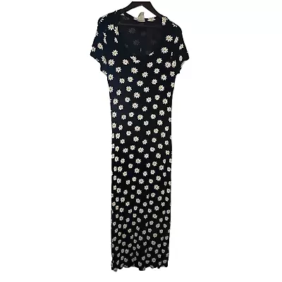 Vintage 90s Black / Daisy Scoop Neck Maxi Dress Jalate • $39.99