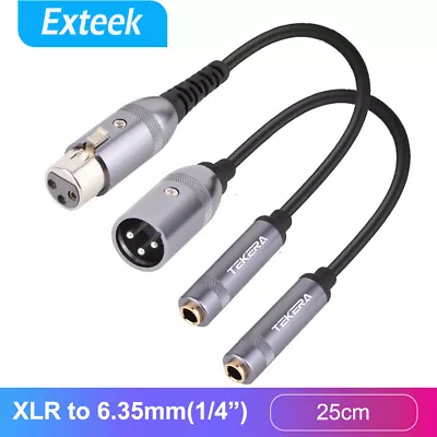 XLR 3Pin Male To 6.35mm Female Stereo Jack Audio Cable Adapter Wire 25cm • $12.95