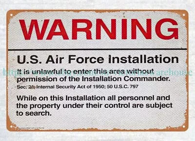 Warning Unlawful To Enter US Air Force Warning Metal Tin Sign Wall Hangings • $18.99