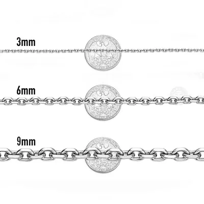 3/6/9mm Mens Chain Silver Stainless Steel Cable Link Necklace 18/20/22/24 Inches • $7.99