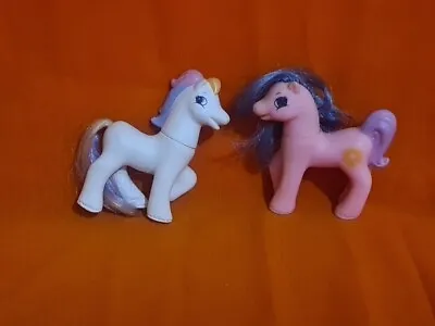 1998 Opened McDonalds Toy - My Little Pony - 1 Pink 1 White Pony Vintage • £1.50