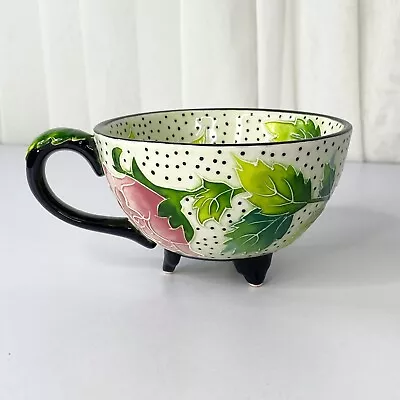 Blue Sky J Mccall Ceramic Mug Cup Roses Pink Green Footed Icing On The Cake 2004 • $21.49