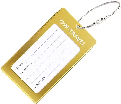 ✅ Luggage Tag Business Card Holder For Suitcases Backpacks - Travel Gift GOLD • £3.47