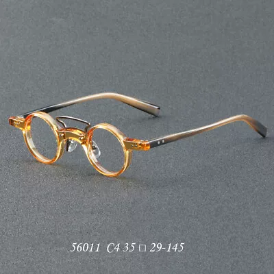 Japanses Acetate Round Small Frame Eyeglasses For Men Clear Lens Retro Glasses • $24.99