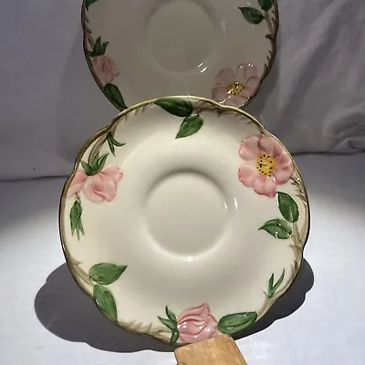 Vintage Franciscan Desert Rose Fine China Saucers Pink Green Floral 2pc • $9.90