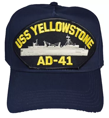 USS YELLOWSTONE AD-41 HAT - NAVY BLUE - Veteran Owned Business • $25.28