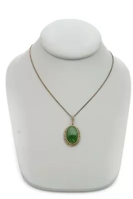 Vintage Sterling Silver 925 Jade Marcasite Pendant Necklace 18  • $39.99