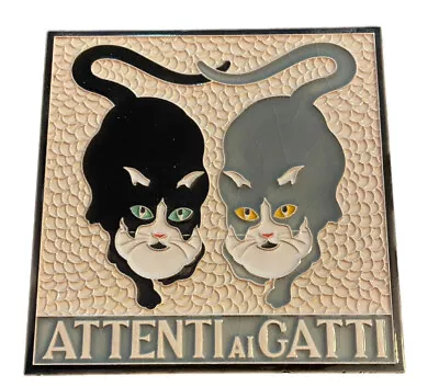 Ceramic Tile Cats Creazioni Luciano Italy Attenti AI Gatti Vietri 6x6 Hanging • $21.99