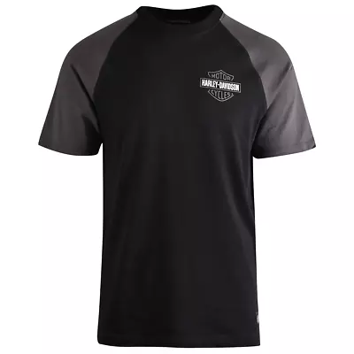 Harley-Davidson Men's T-Shirt Black Beauty Bar Shield Raglan Short Sleeve (S59) • $27.82