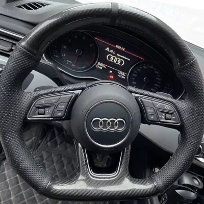 Custom Car Steering Wheel Cover Suede For Audi A1 SQ2 2018 2019 A3 S3 Q2 RS3 • $70.74