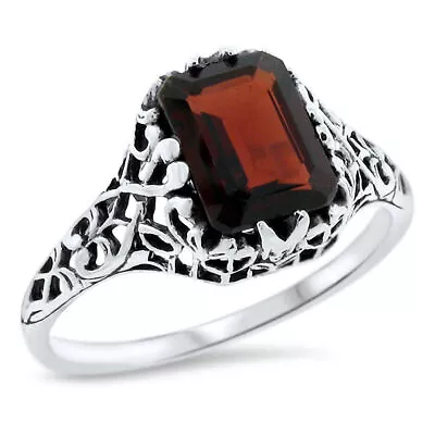 2 Ct Natural Garnet Victorian Style 925 Sterling Silver Filigree Ring       #701 • $32