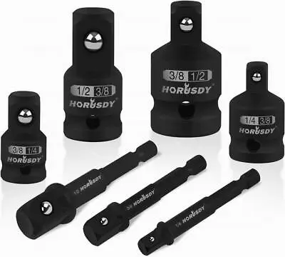 HORUSDY 7PC Power Drill Impact Sockets Adapter Set 1/4  3/8  1/2  Driver Reducer • $9.99