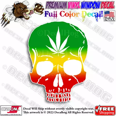 Rasta Skull Weed Reggae Full Color Car Truck Window Vinyl Decal Sticker. • $18.99