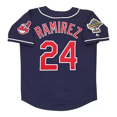 Manny Ramirez 1995 Cleveland Indians Alt Navy Blue World Series Men's Jersey • $129.99