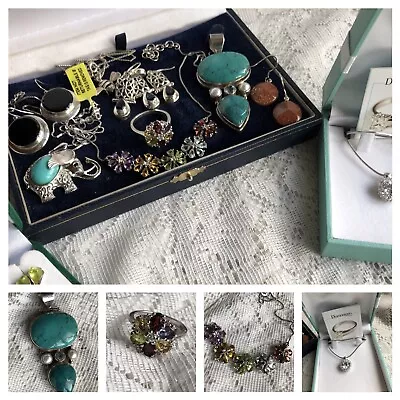 Job Lot Vintage Sterling Silver Gem Set Jewellery Inc.Necklace &Ring Set • £56