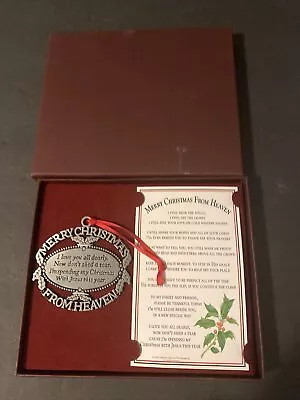 NEW Merry Christmas From Heaven Pewter Ornament Loved One Memorial Ornament • $11