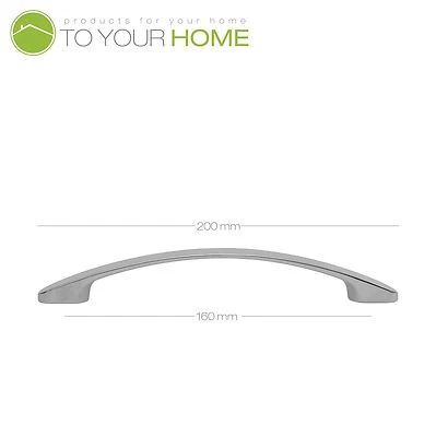 £2.81 • Buy Bowed Chrome Kitchen Cupboard Cabinet Drawer Door Handles 4 Sizes