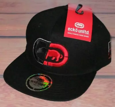 Mens Ecko Unltd Rhino Black Hat Snapback Adjustable Cap One Size • $19.90