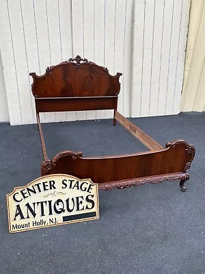 64913   Antique Mahogany Louis XV Full Size Bed W/ Rails • $575