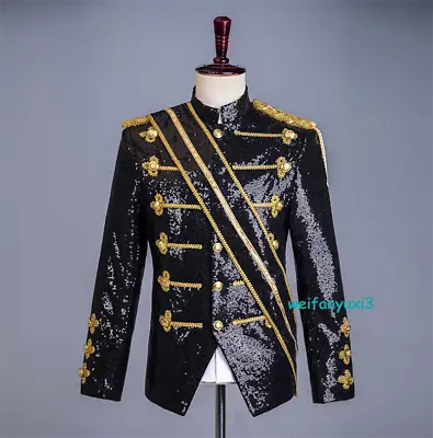 MJ Michael Jackson Costume Classical Sequin Jacket Men's Fancy Costume Coat Top • $62.33