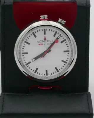 Mondaine A468.30319.11SBB Railways Travel Clock Alarm White Dial Leather Pouch • $325