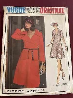 NOS VTG 1970s Vogue Paris Original Pierre Cardin #2818 Sz 12 Uncut Dress Pattern • $16.99