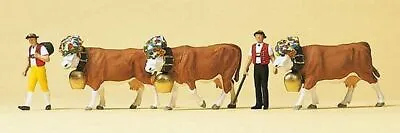 Preiser 10404 HO Scale People Working -- 2 Swiss Dairymen W/3 Cows • $38.99