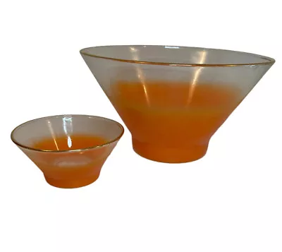 Vintage Orange Blendo Glass Chip And Dip Bowl Set • $39.95