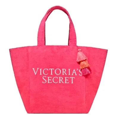 New Victoria Secret Limited Edition Pink Terry Cloth Getaway Gym /Beach Tote Bag • $27.95