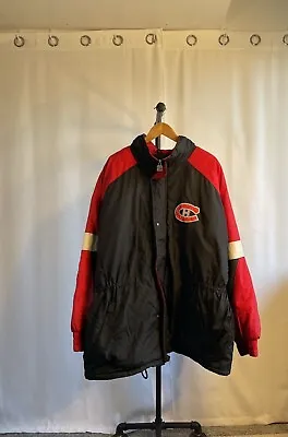 Vintage Montreal Canadiens Chalk Line Puffer Jacket Size XL Blue 90s NHL • $60