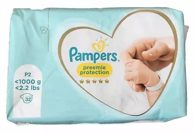 Pampers Nappies Size P2 Premature Newborn Baby New Preemie Protection Pack Of 32 • £7.99