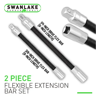 2pc Flexible Socket Extension 8  Long 3/8  & 6  1/4  Socket Bar Ratchet Flex Set • $9.59