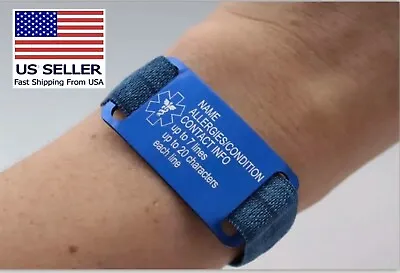 Custom Medical ID Bracelet Waterproof Free Engraved Elastic Medical Alert Info • $12.95