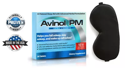 Avinol PM Extra Strength + DE Sleep Mask Bundle|Melatonin 5mg| All HerbalNatural • $49.95