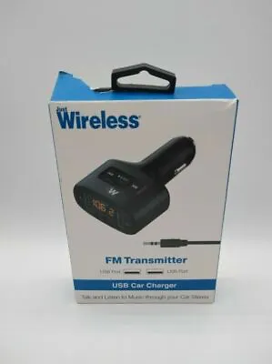 Just Wireless FM Transmitter & Dual Port Car Charger LED Display Black New  C4 • $7.49