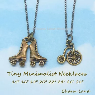 Roller Skate Necklace Bicycle Necklace Bronze 08087 Retro Boho Chic Charm Land • $9.99